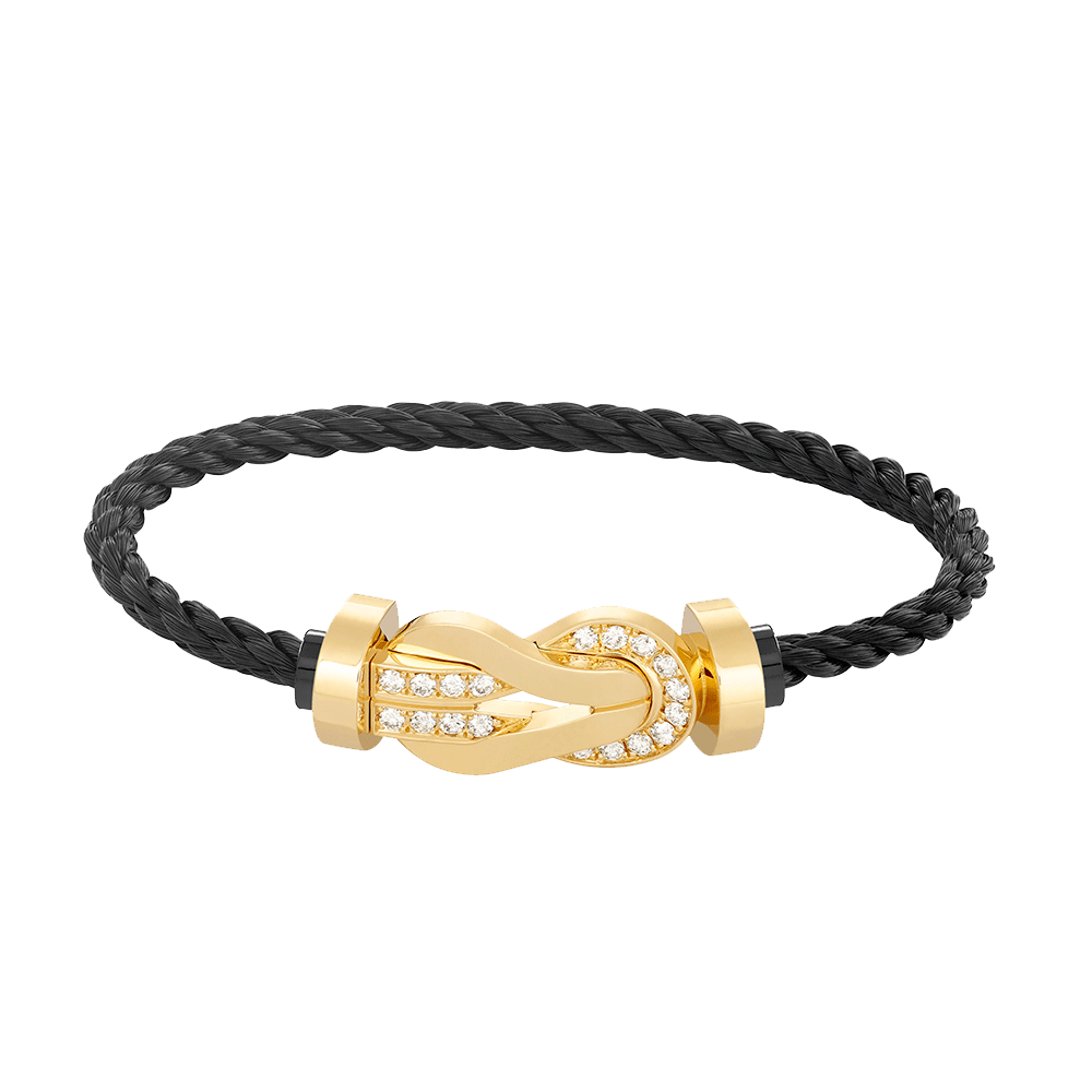 [Olivia Jewelry]CHANCE LARGE 8 FIGURE BUCKLE HALF DIAMOND BRACELET GOLD