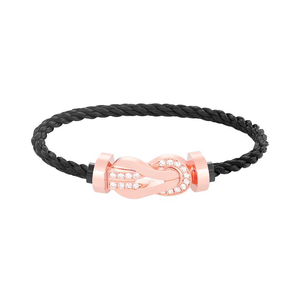 [Olivia Jewelry]CHANCE LARGE 8 FIGURE BUCKLE HALF DIAMOND BRACELET ROSE GOLD