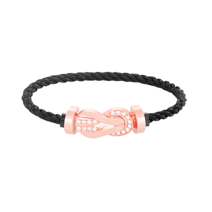 [Olivia Jewelry]CHANCE LARGE 8 FIGURE BUCKLE HALF DIAMOND BRACELET ROSE GOLD
