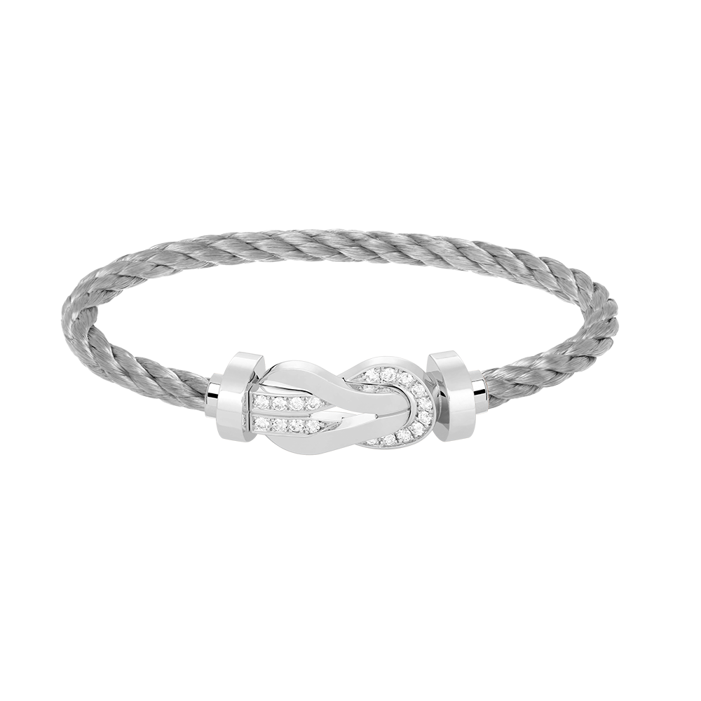 [Olivia Jewelry]CHANCE LARGE 8 FIGURE BUCKLE HALF DIAMOND BRACELET SILVER