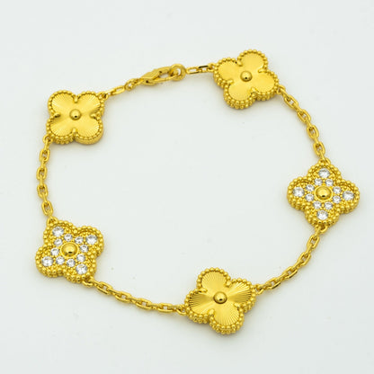 [Olivia JW]CLOVER BRACELET 5 MOTIFS GOLD DIAMOND