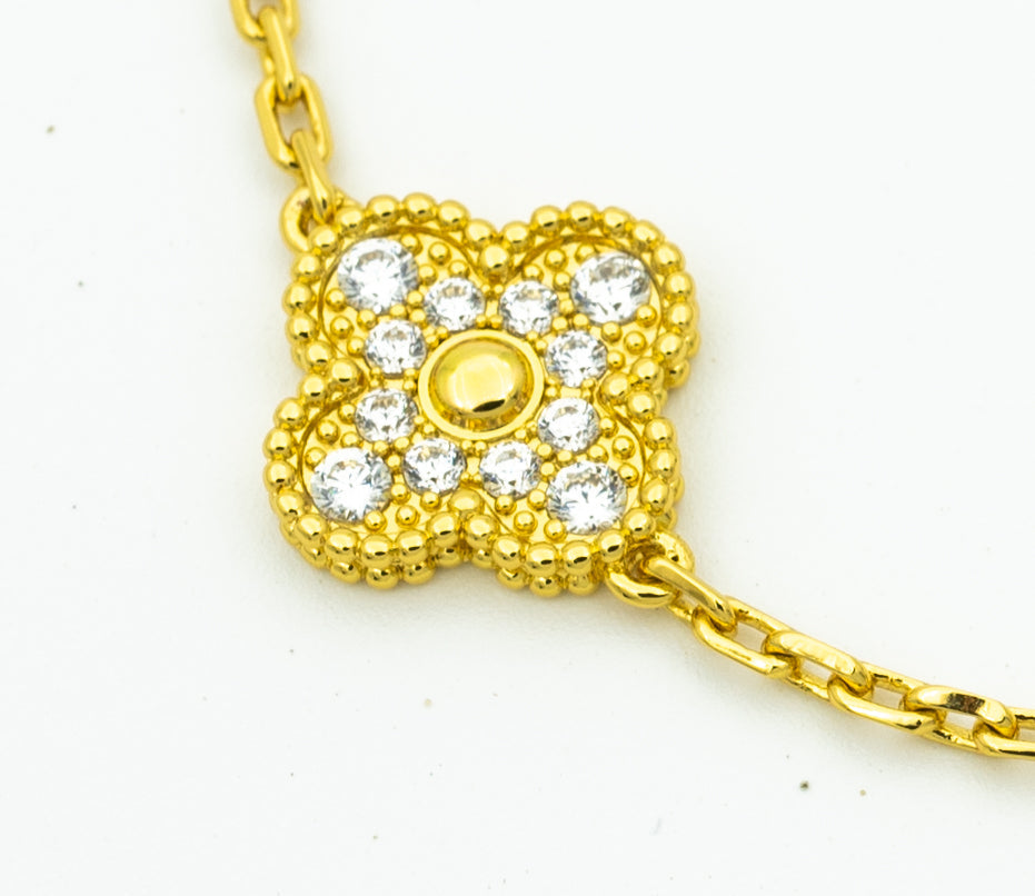 [Olivia JW]CLOVER BRACELET 5 MOTIFS GOLD DIAMOND