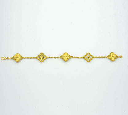 [Olivia JW]CLOVER BRACELET 5 MOTIFS GOLD DIAMOND