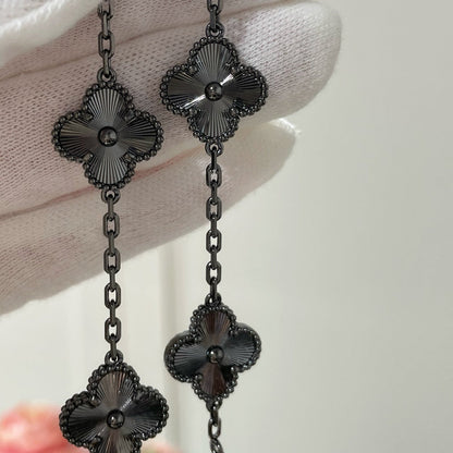 [Olivia JW]CLOVER 5 MOTIF BLACK BRACELET