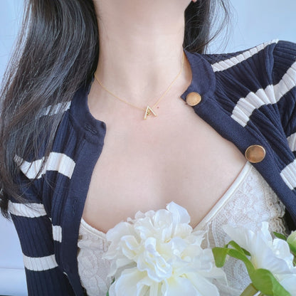 [Olivia Jewelry]Sparkling "A" Shape Necklace