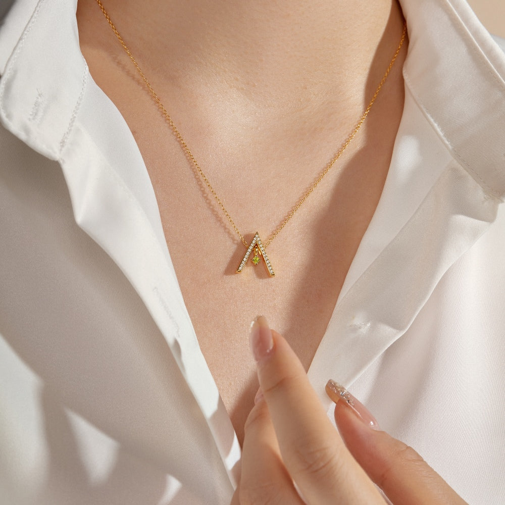 [Olivia Jewelry]Sparkling "A" Shape Necklace