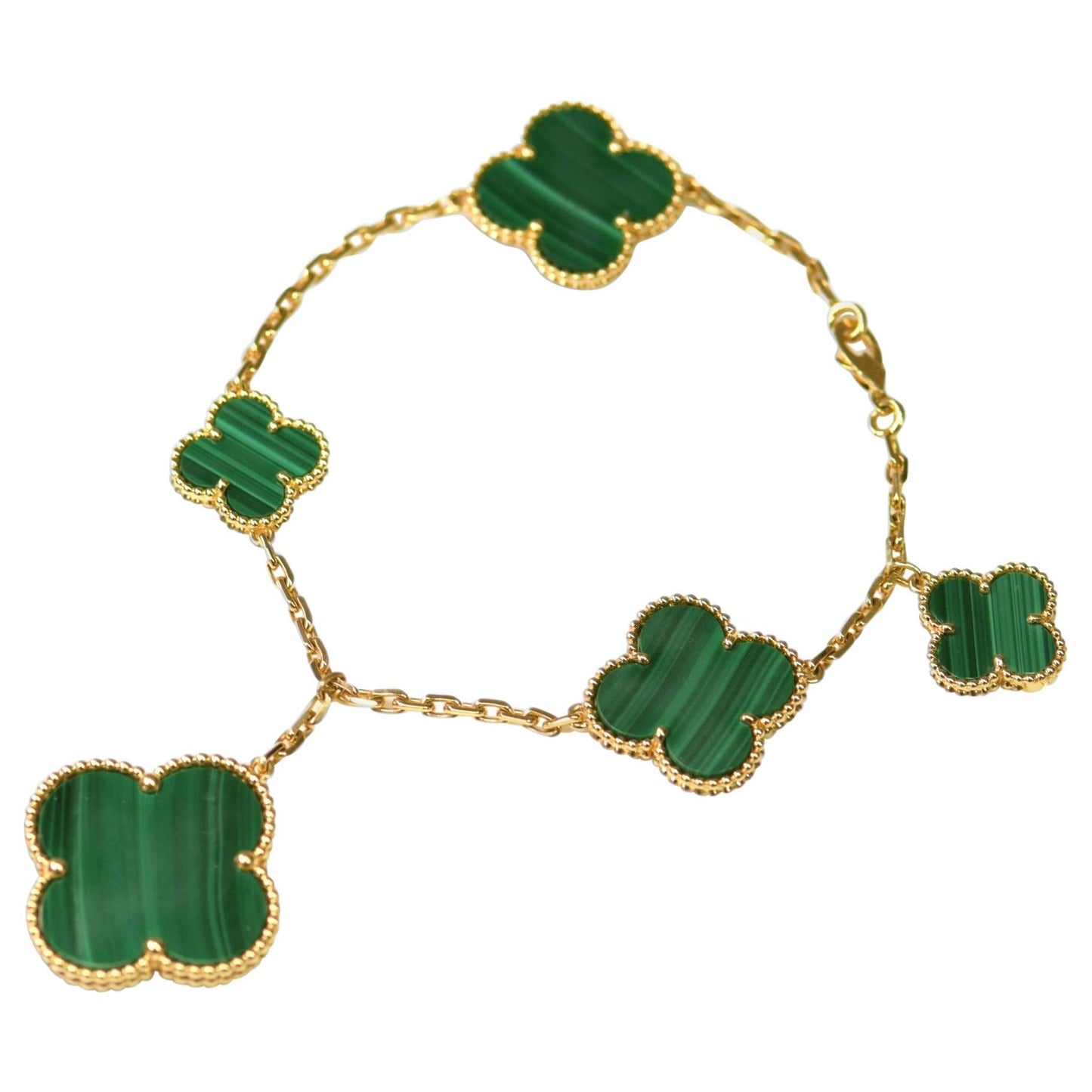 [Olivia Jewelry]MAGIC CLOVER MALACHITE GOLD BRACELET 5 MOTIFS