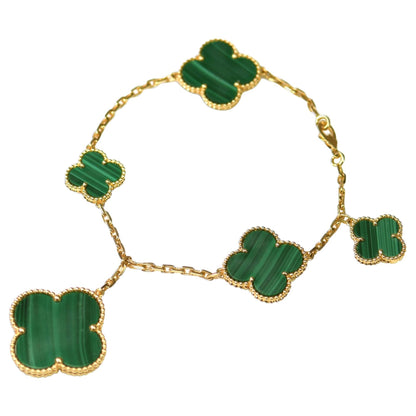 [Olivia Jewelry]MAGIC CLOVER MALACHITE GOLD BRACELET 5 MOTIFS