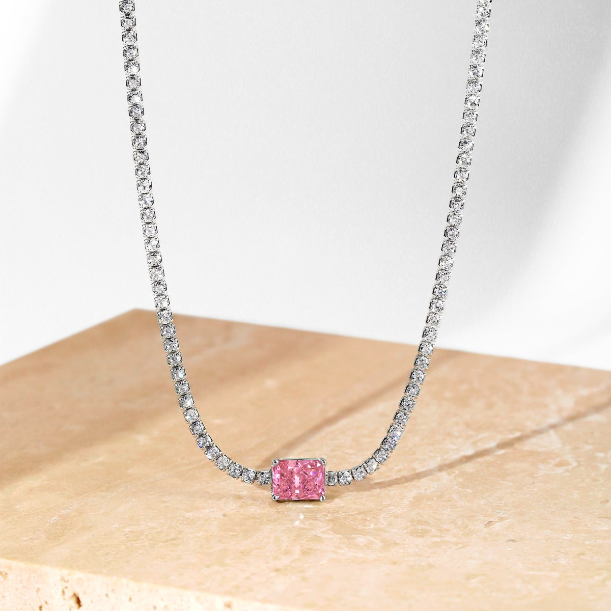 [Olivia Jewelry]2.0 carat Ornate Emerald Cut Necklace