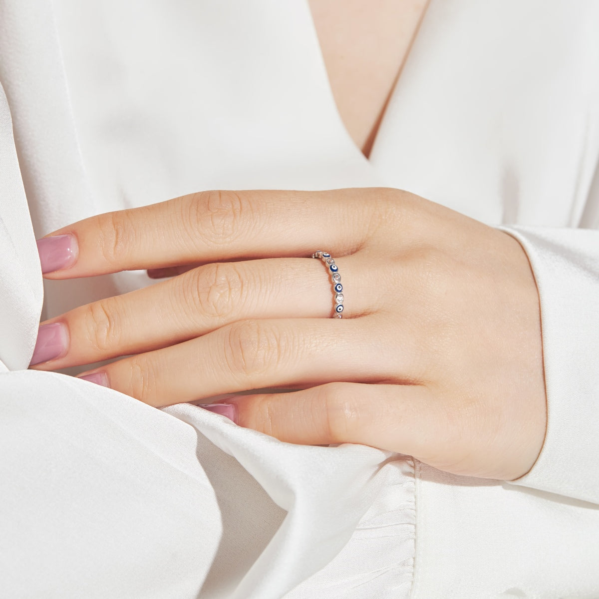 [Olivia Jewelry]Sparkling Vibrant Round Shape Daily Ring