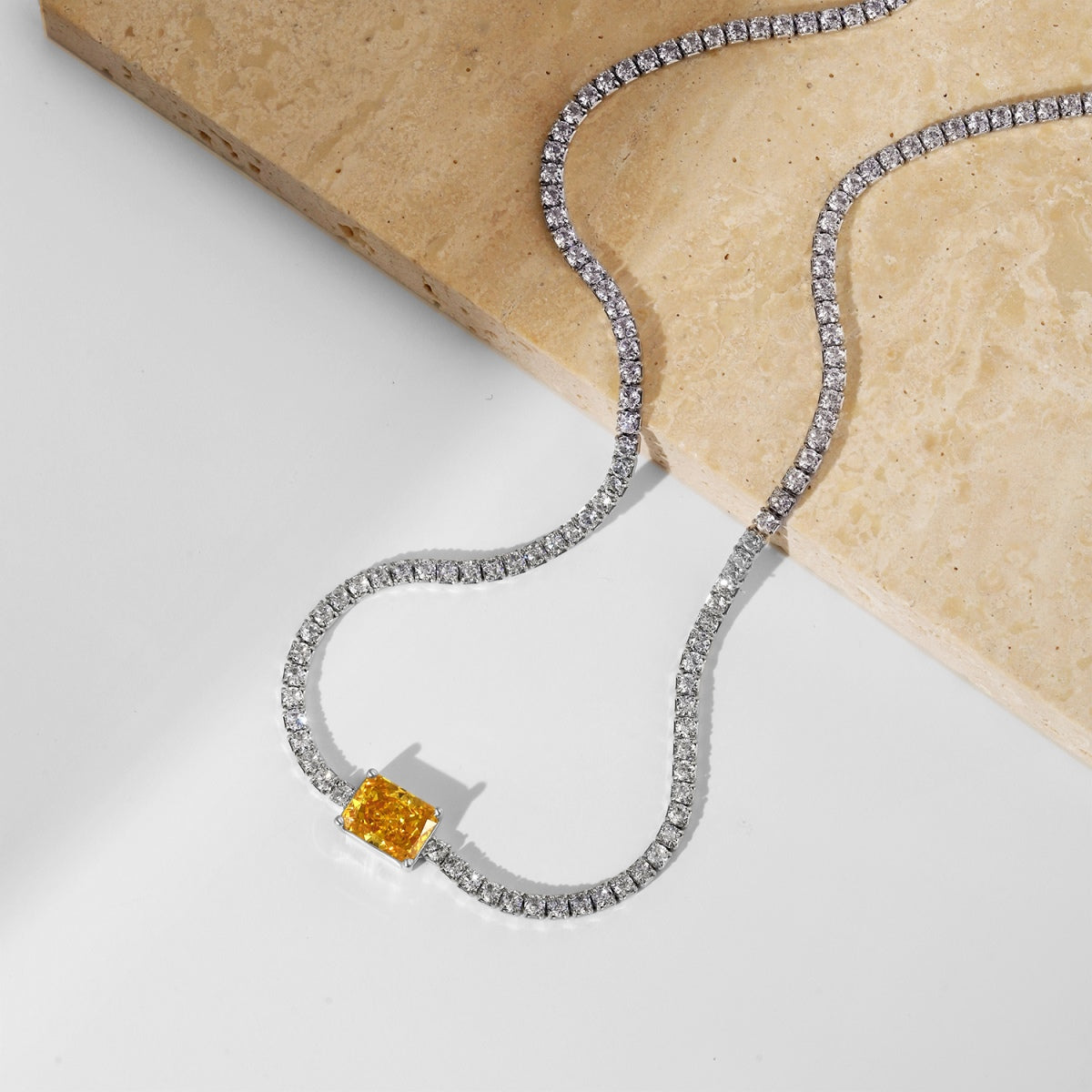 [Olivia Jewelry]2.0 carat Ornate Emerald Cut Necklace