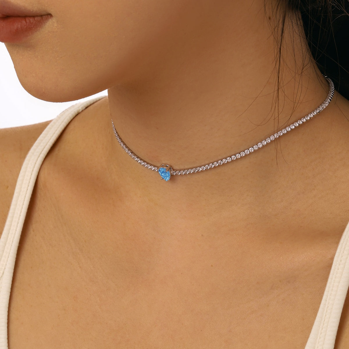 [Olivia Jewelry]1.0 carat Unique Pear Cut Tennis Necklace