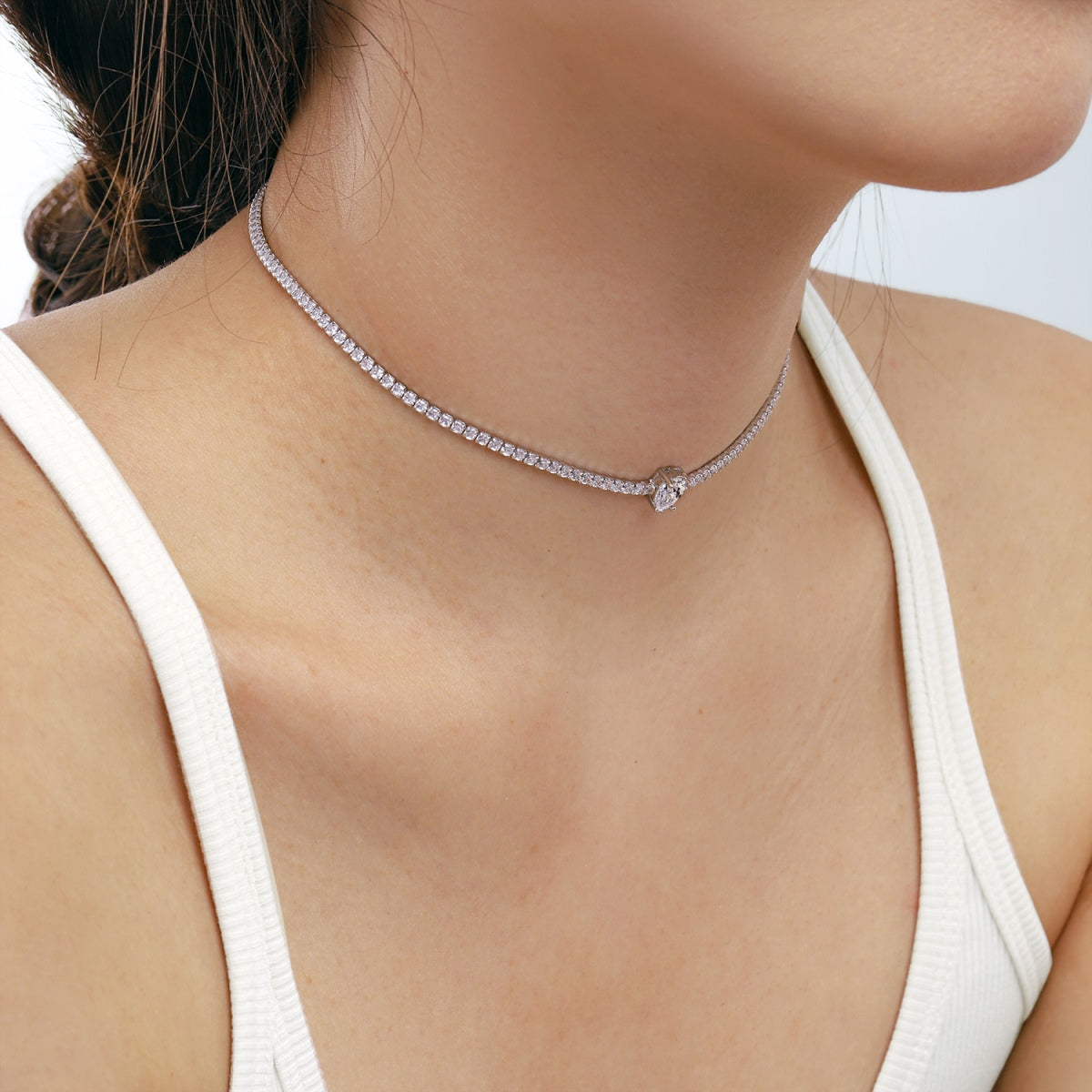 [Olivia Jewelry]1.0 carat Unique Pear Cut Tennis Necklace