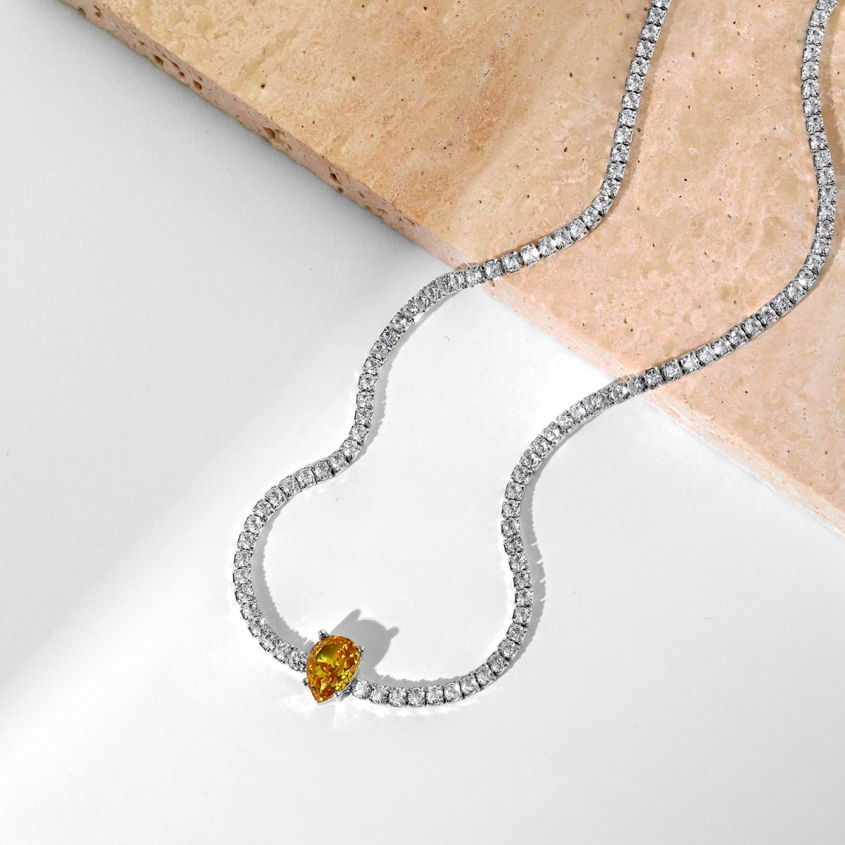 [Olivia Jewelry]1.0 carat Unique Pear Cut Tennis Necklace