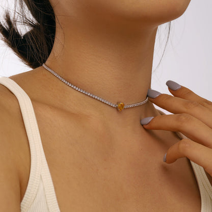 [Olivia Jewelry]1.0 carat Unique Pear Cut Tennis Necklace