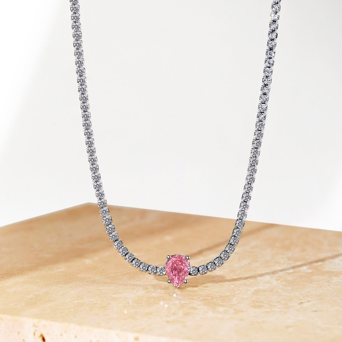 [Olivia Jewelry]1.0 carat Unique Pear Cut Tennis Necklace