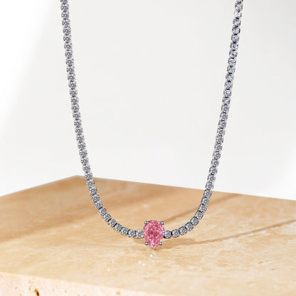 [Olivia Jewelry]1.0 carat Unique Pear Cut Tennis Necklace