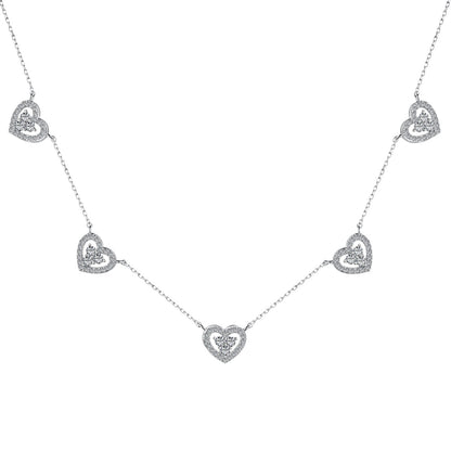 [Olivia Jewelry]Sparkling Five Heart Necklace