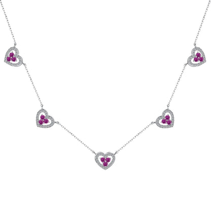 [Olivia Jewelry]Sparkling Five Heart Necklace