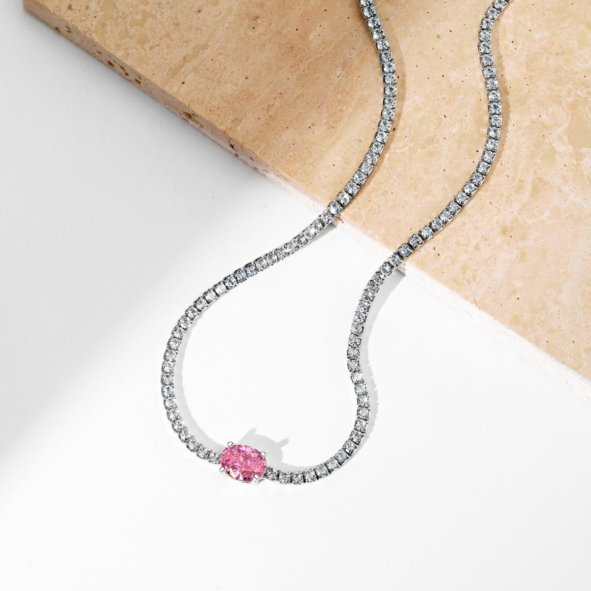 [Olivia Jewelry]1.0 Carat Shining Oval Cut Necklace