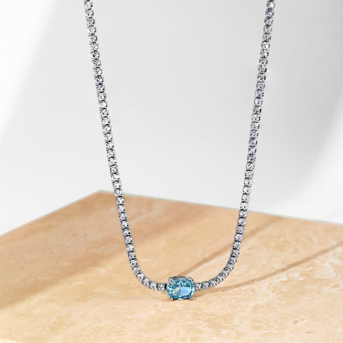 [Olivia Jewelry]1.0 Carat Shining Oval Cut Necklace