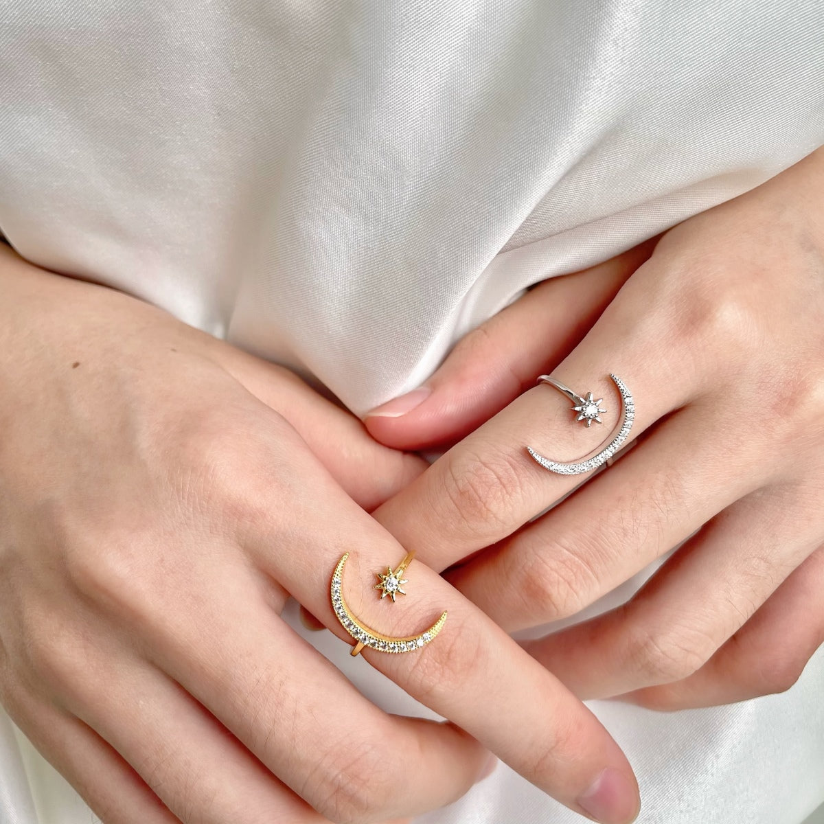 [Olivia Jewelry]Eternity Moon & Star Ring