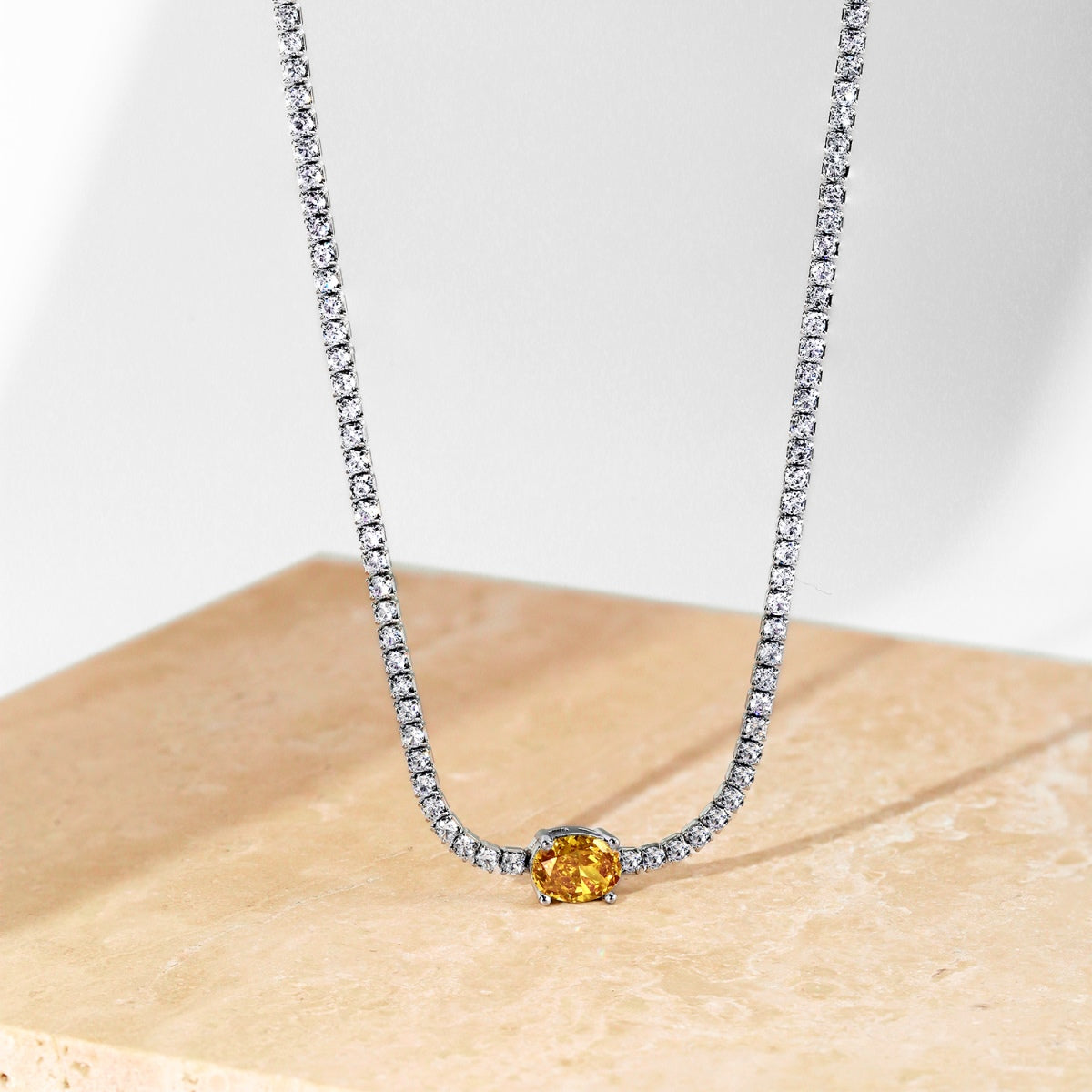 [Olivia Jewelry]1.0 Carat Shining Oval Cut Necklace