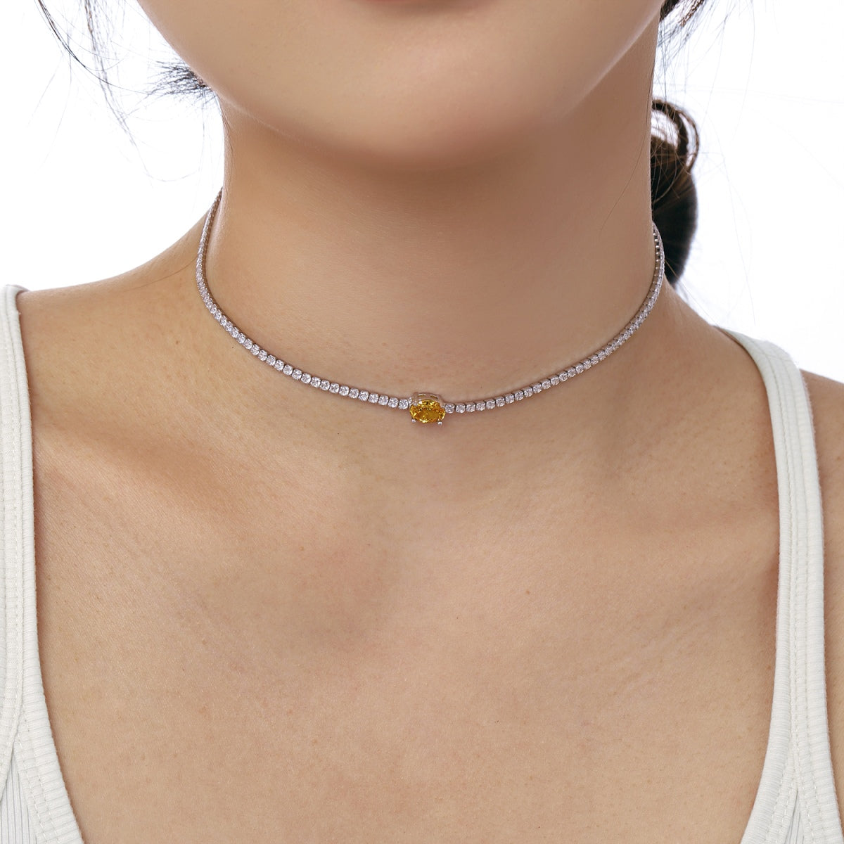 [Olivia Jewelry]1.0 Carat Shining Oval Cut Necklace