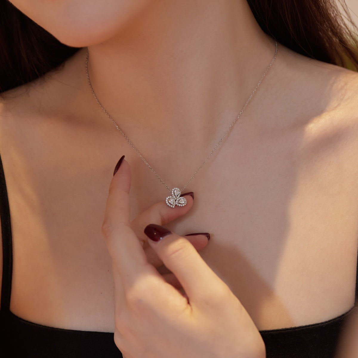 [Olivia Jewelry]Elegant Flower Shape Pear Cut Necklace