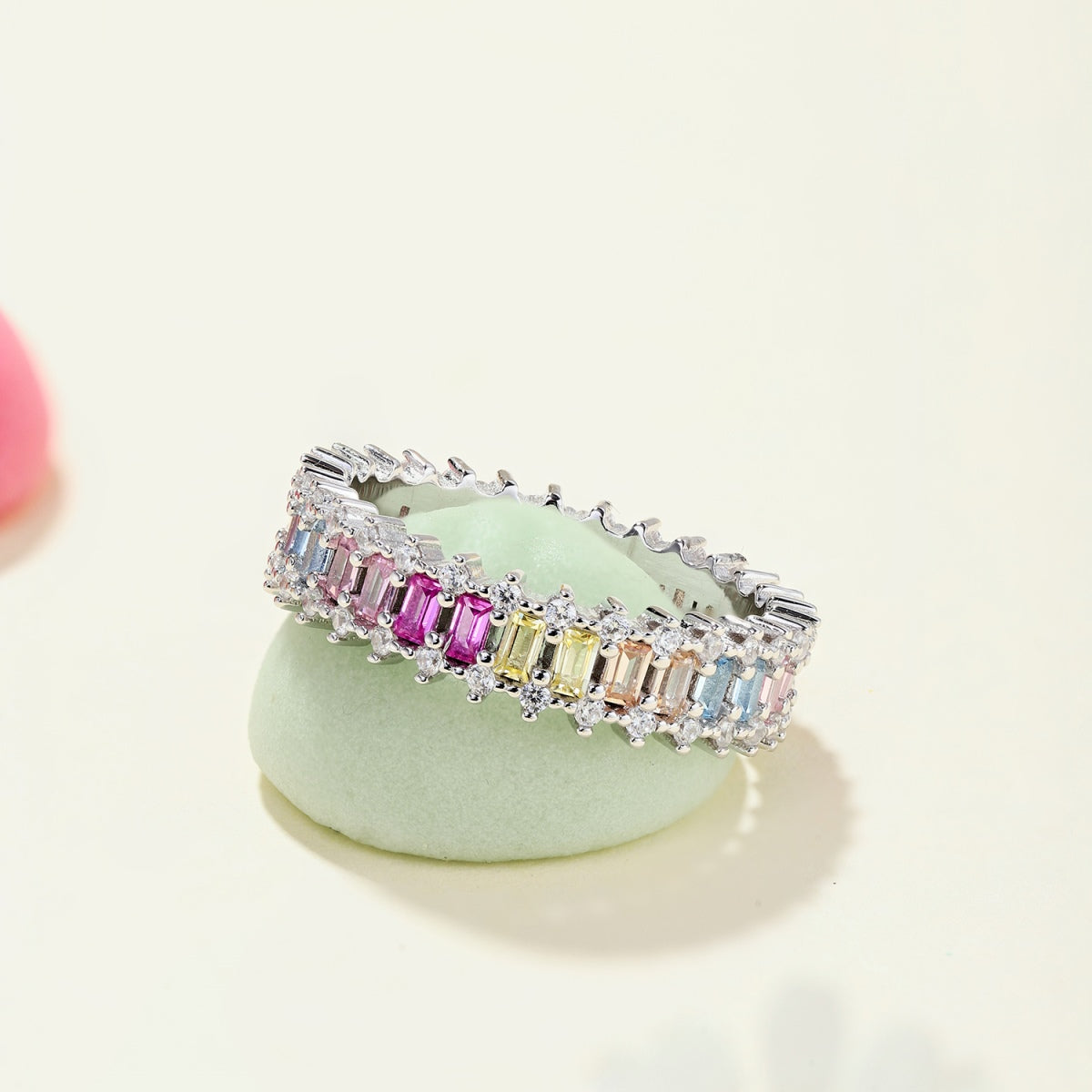 [Olivia Jewelry]Splashy Ornate Emerald Cut Cocktail Ring