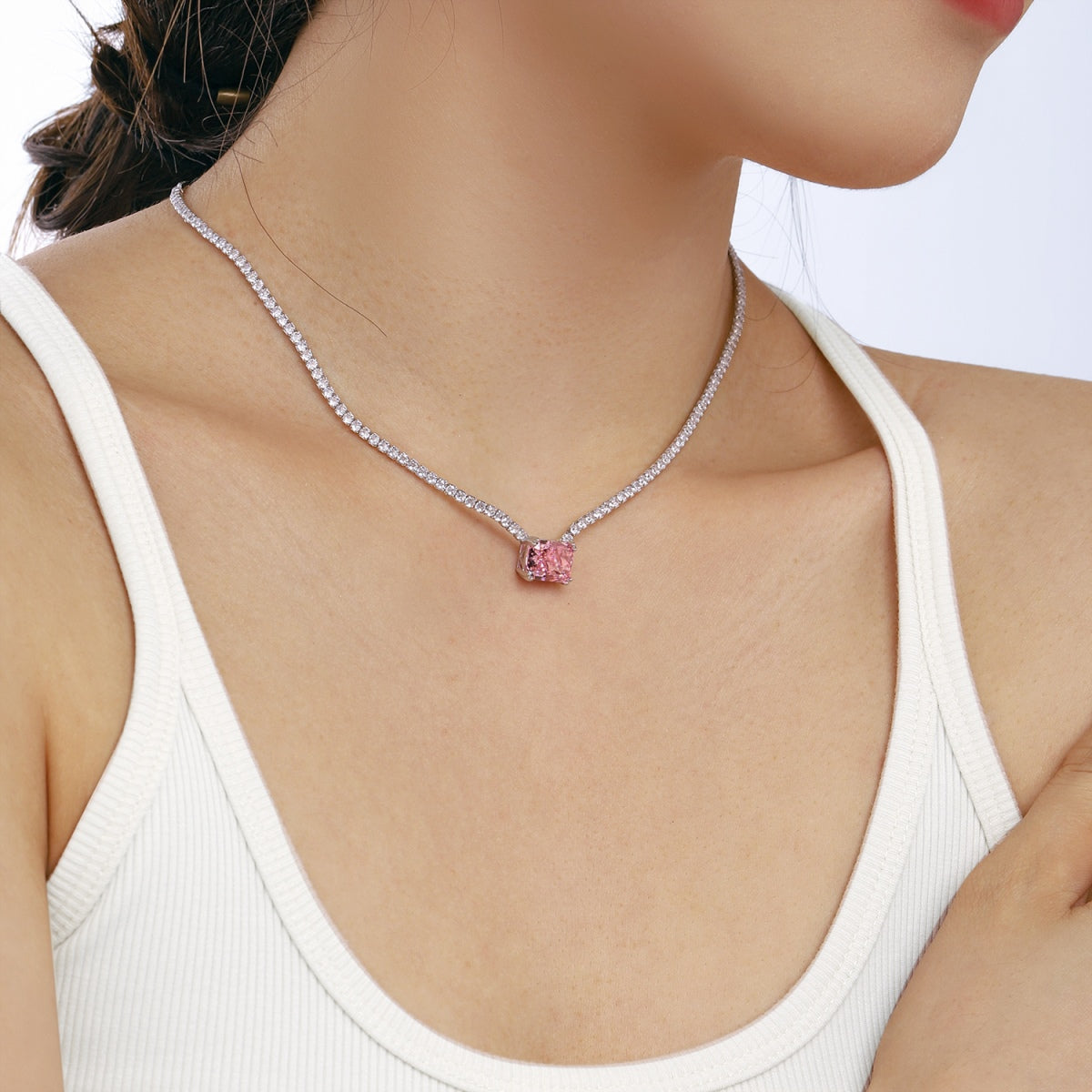 [Olivia Jewelry]4.0 Carat Elegant Radiant Cut Necklace