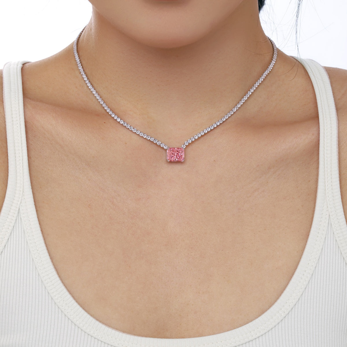 [Olivia Jewelry]4.0 Carat Elegant Radiant Cut Necklace