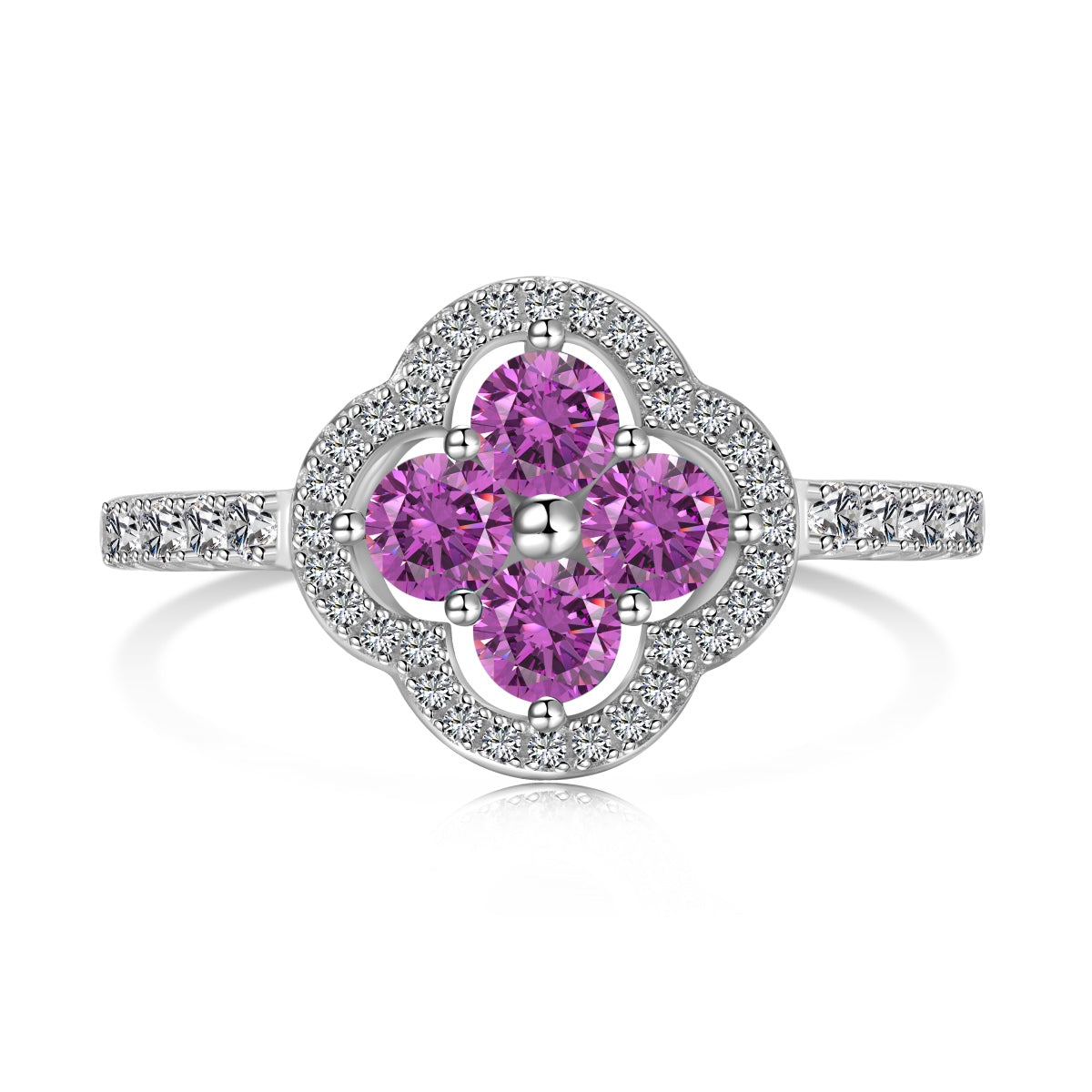 [Olivia Jewelry]Four Leaf Clover Flower Design Ring