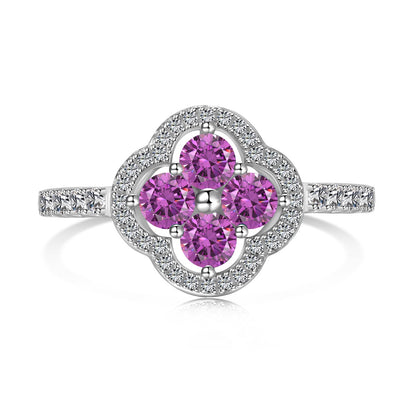 [Olivia Jewelry]Four Leaf Clover Flower Design Ring