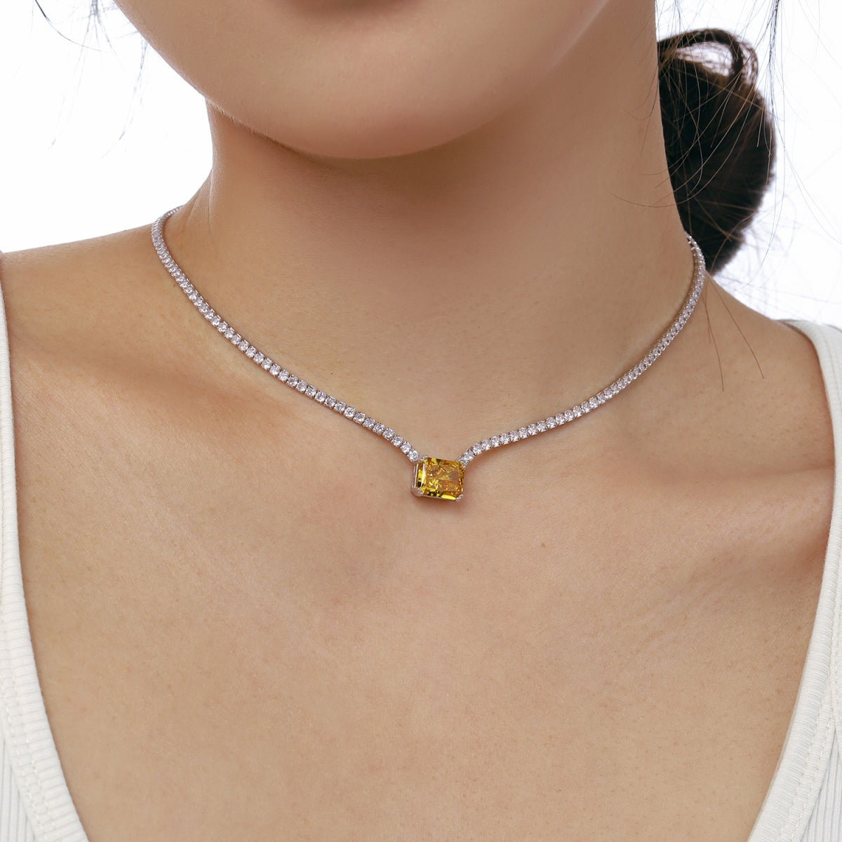 [Olivia Jewelry]4.0 Carat Elegant Radiant Cut Necklace