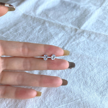 [Olivia Jewelry]Oval Classic Dignified Elegant Earrings