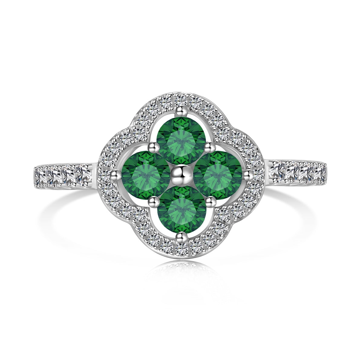 [Olivia Jewelry]Four Leaf Clover Flower Design Ring