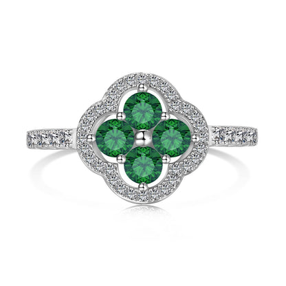 [Olivia Jewelry]Four Leaf Clover Flower Design Ring