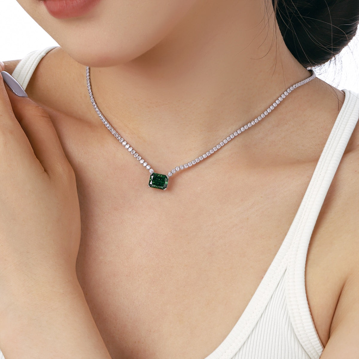 [Olivia Jewelry]4.0 Carat Elegant Radiant Cut Necklace