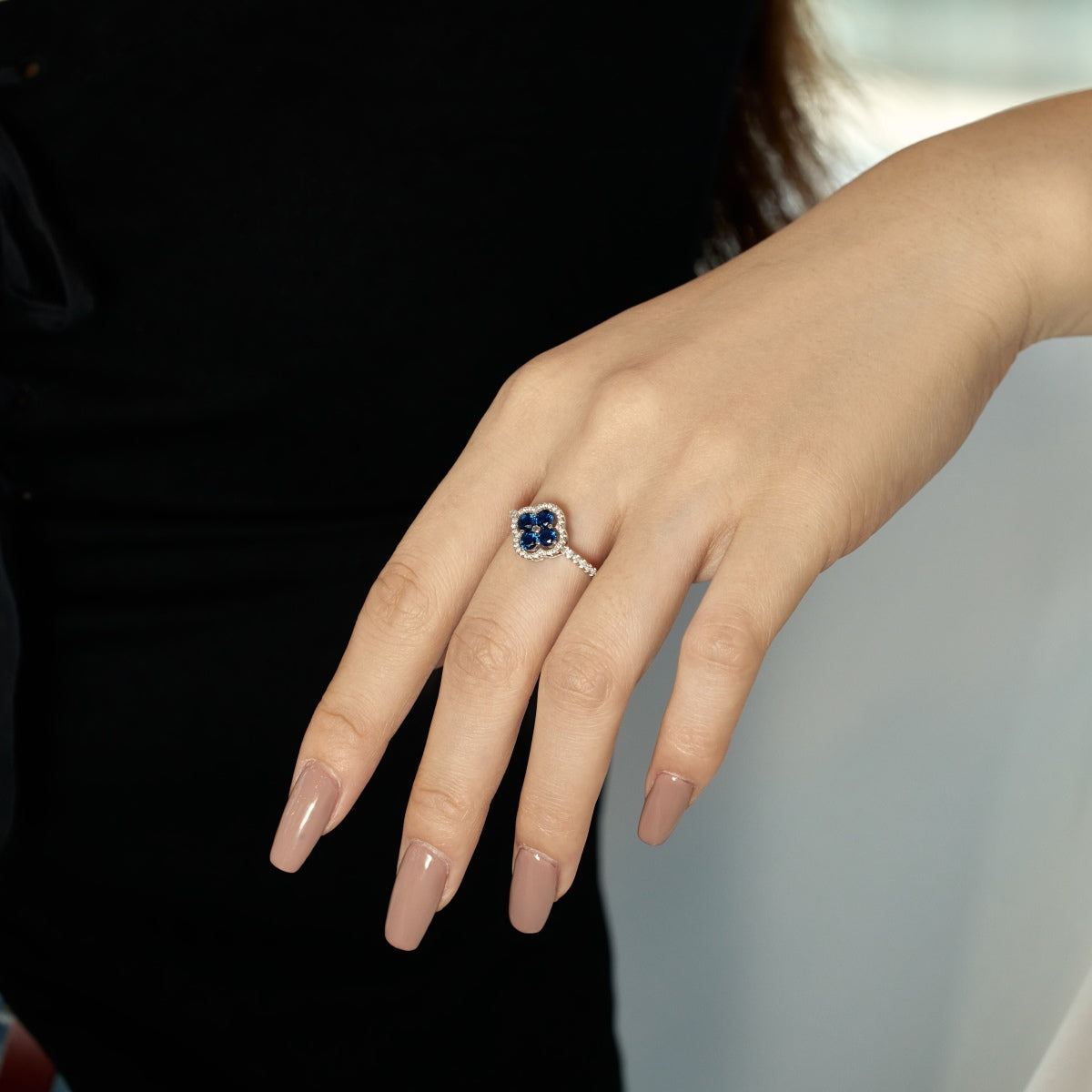[Olivia Jewelry]Four Leaf Clover Flower Design Ring