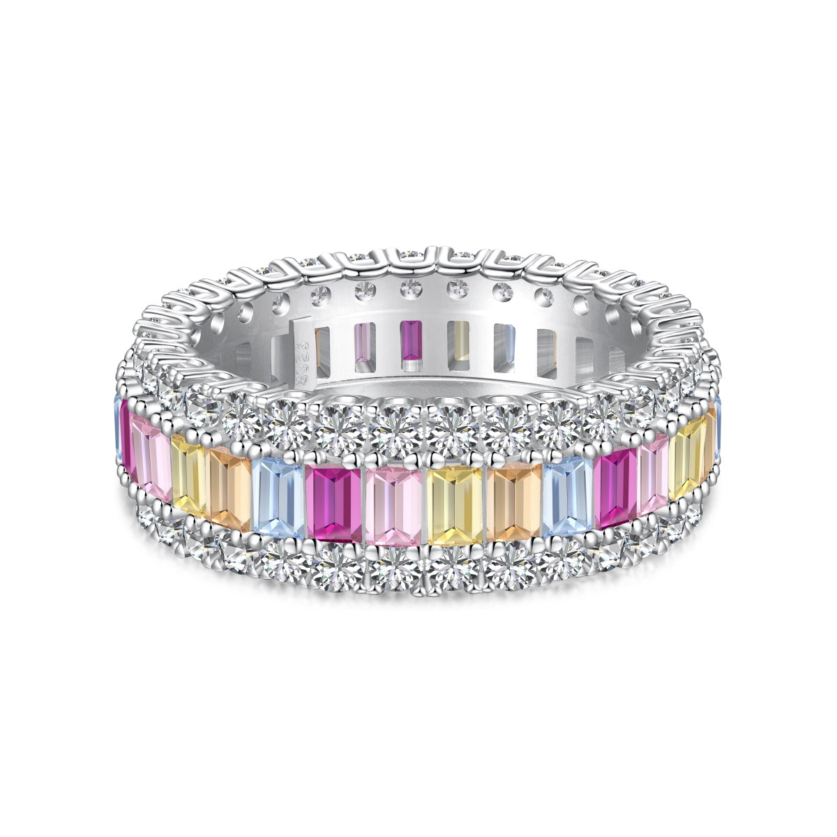 [Elitejewels]繊細でカラフルなラディアントカットのデイリーリング