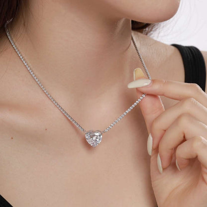 [Olivia Jewelry]8.0 Carat Versatile Colorful Sweet Heart-Shaped Tennis Necklace