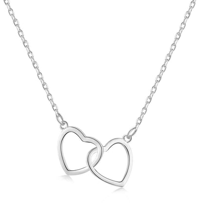 [Olivia Jewelry]Sterling Silver Love Double Ring Necklace
