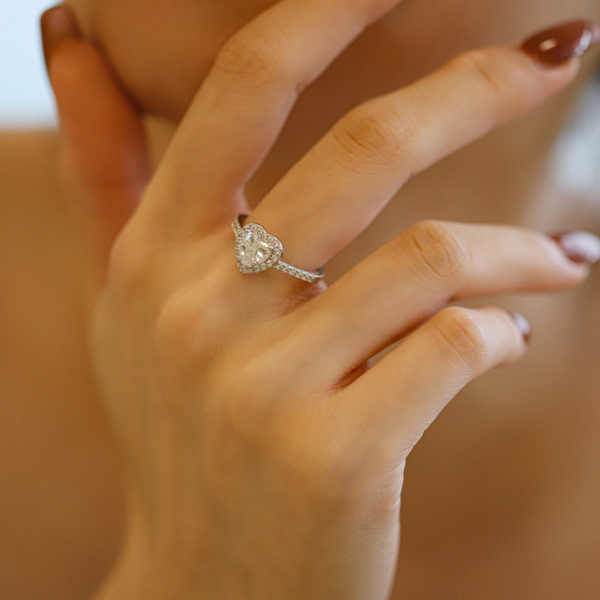 [Olivia Jewelry]Eternity Splashy Romantic Heart Shape Lover Ring