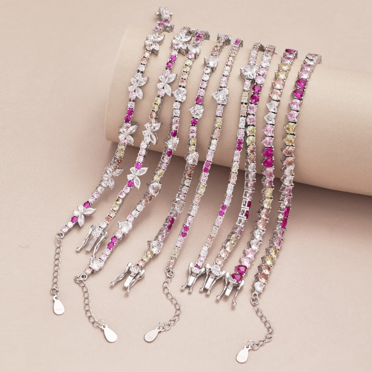 [Olivia Jewelry]Delicate Colorful Rainbow Tennis Chain