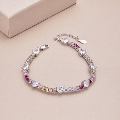 [Olivia Jewelry]Romantic Heart Shape Round Cut Lover Bracelet