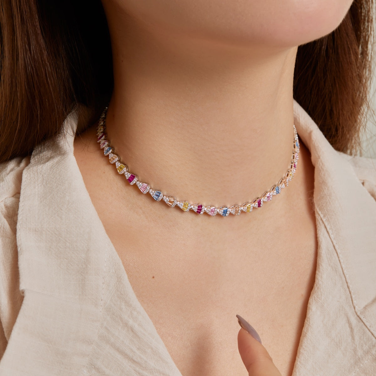 [Olivia Jewelry]Radiant Colorful Rainbow Necklace