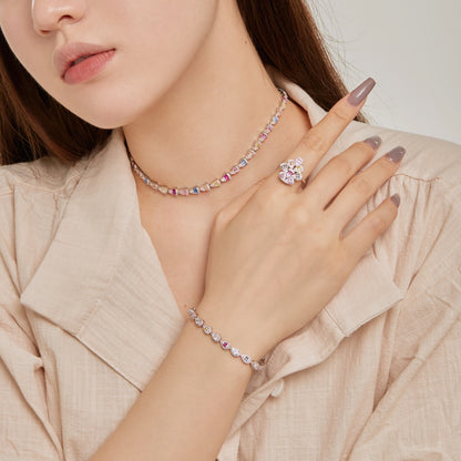 [Olivia Jewelry]Radiant Colorful Rainbow Necklace