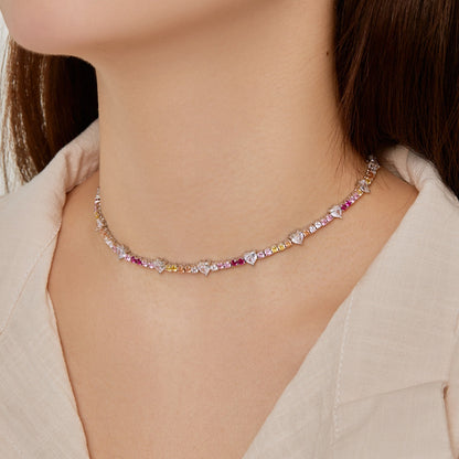 [Olivia Jewelry]Delicate Colorful Rainbow Tennis Chain