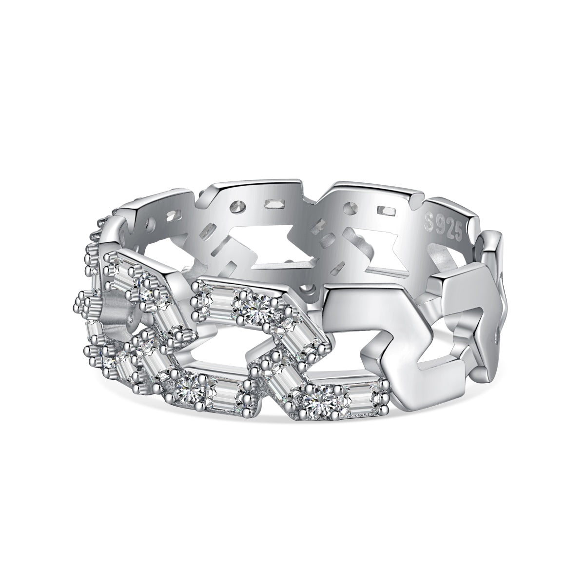 [Elitejewels]輝く鮮やかなエメラルドカットのデイリーリング